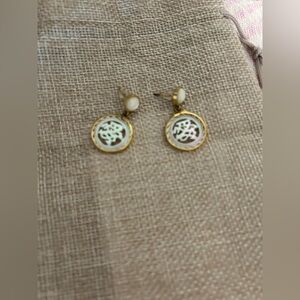 vintage hand-carved mother of pearl pierced earrings